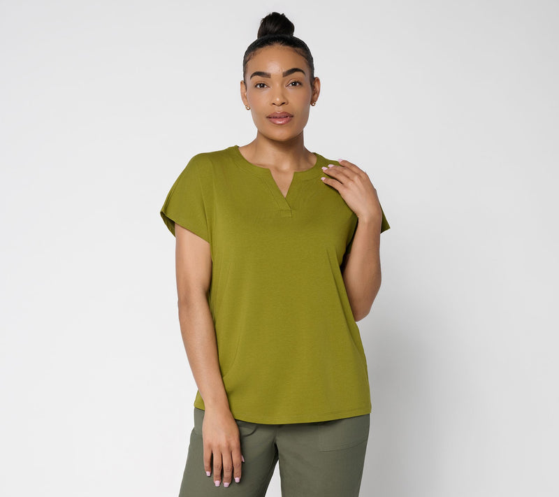 Denim & Co. Favorite Jersey Dolman Sleeve Split Neck Top — View 10