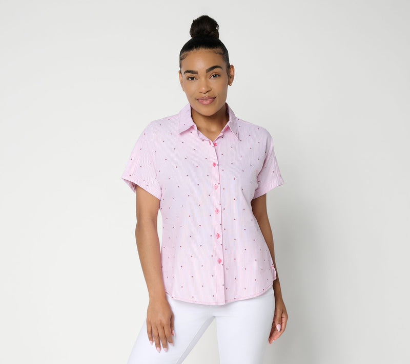 Joan Rivers Striped Oxford Modern Fit Button Front Shirt — View 12