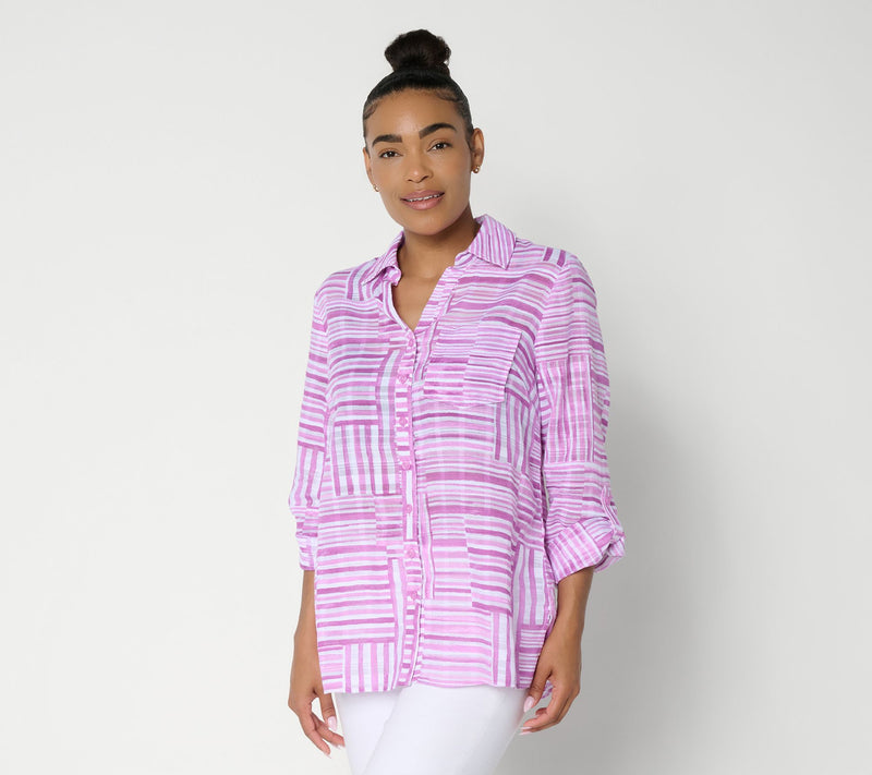 Joan Rivers Regular Button Front Boyfriend Fit Tunic — View 7