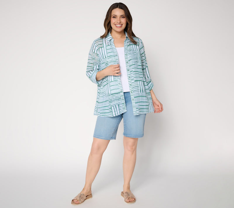Joan Rivers Regular Button Front Boyfriend Fit Tunic — View 21