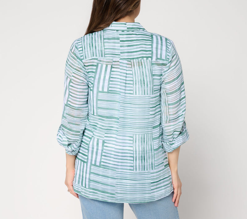Joan Rivers Regular Button Front Boyfriend Fit Tunic — View 20