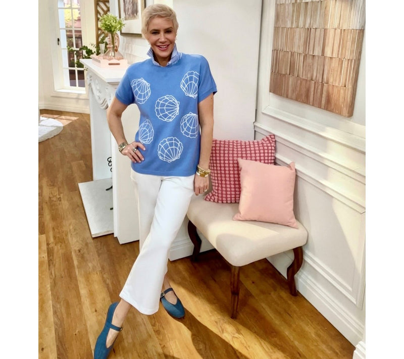 Joan Rivers 100% Cotton Embroidery Short-Sleeve Sweater — View 9