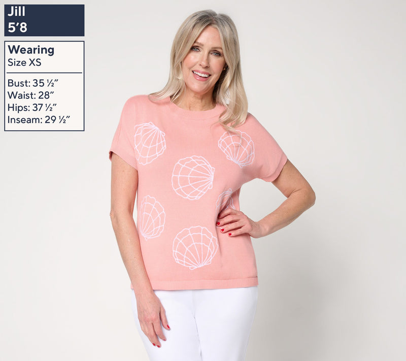 Joan Rivers 100% Cotton Embroidery Short-Sleeve Sweater — View 5