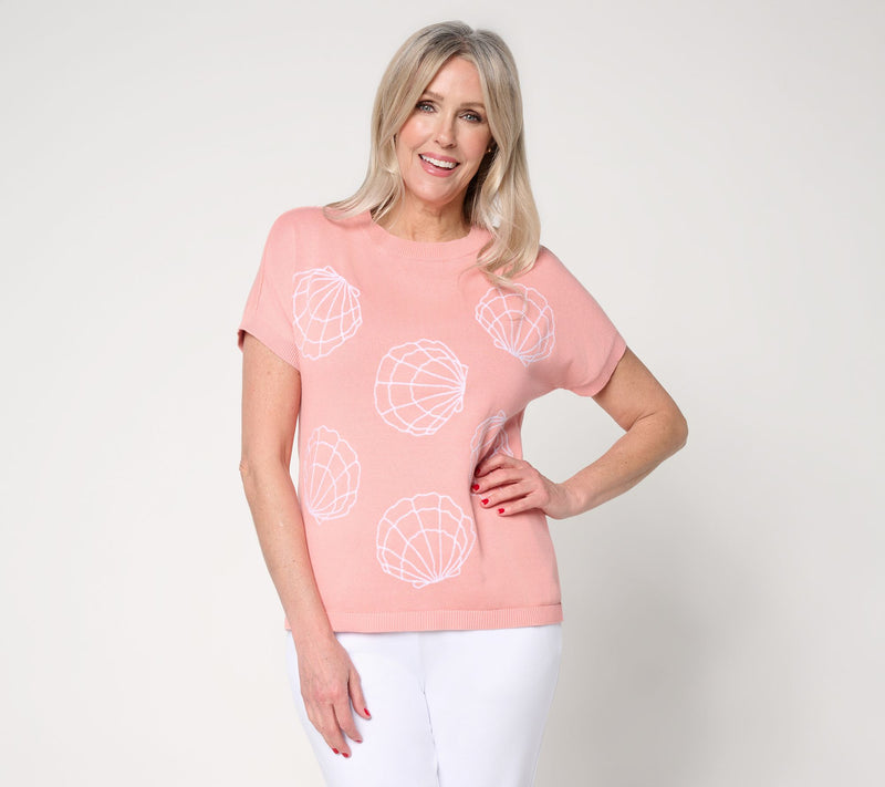 Joan Rivers 100% Cotton Embroidery Short-Sleeve Sweater — View 13