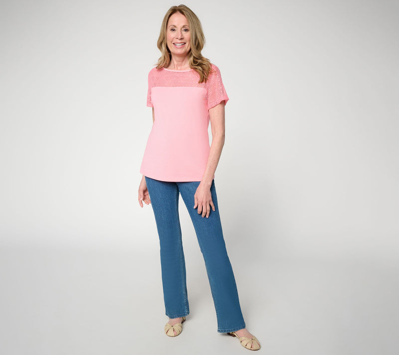 BEAUTIFUL by Lawrence Zarian Classic Knit Top with Lace Detail — View 5