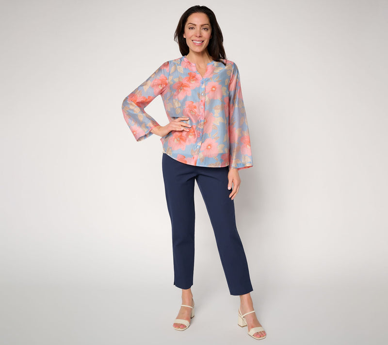 BEAUTIFUL by Lawrence Zarian Petal Pretty Split Neck Roll Sleeve Top — View 5