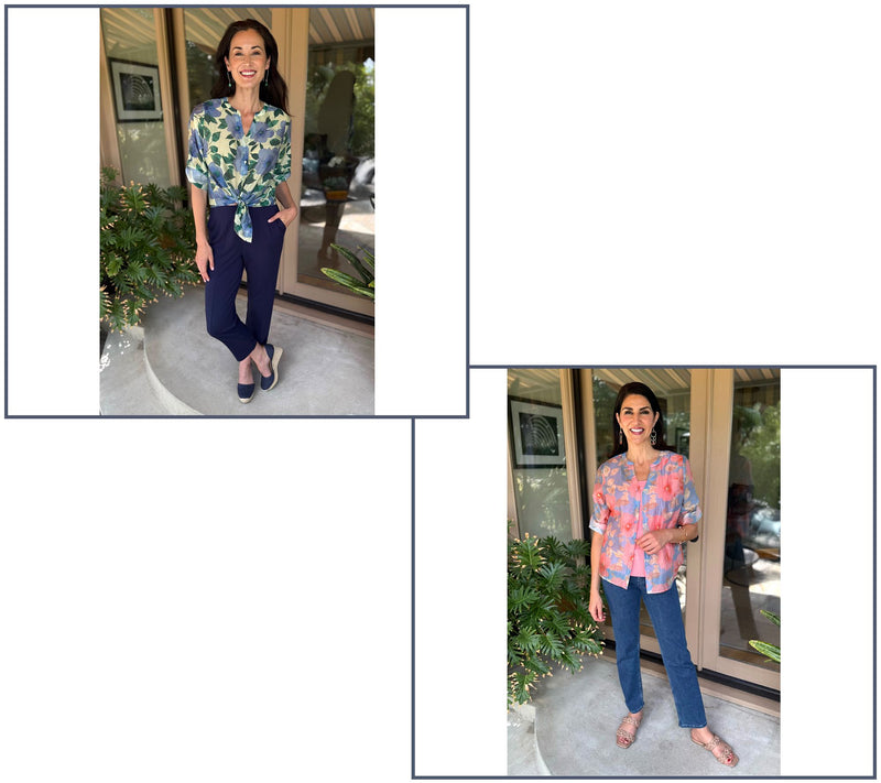BEAUTIFUL by Lawrence Zarian Petal Pretty Split Neck Roll Sleeve Top — View 7