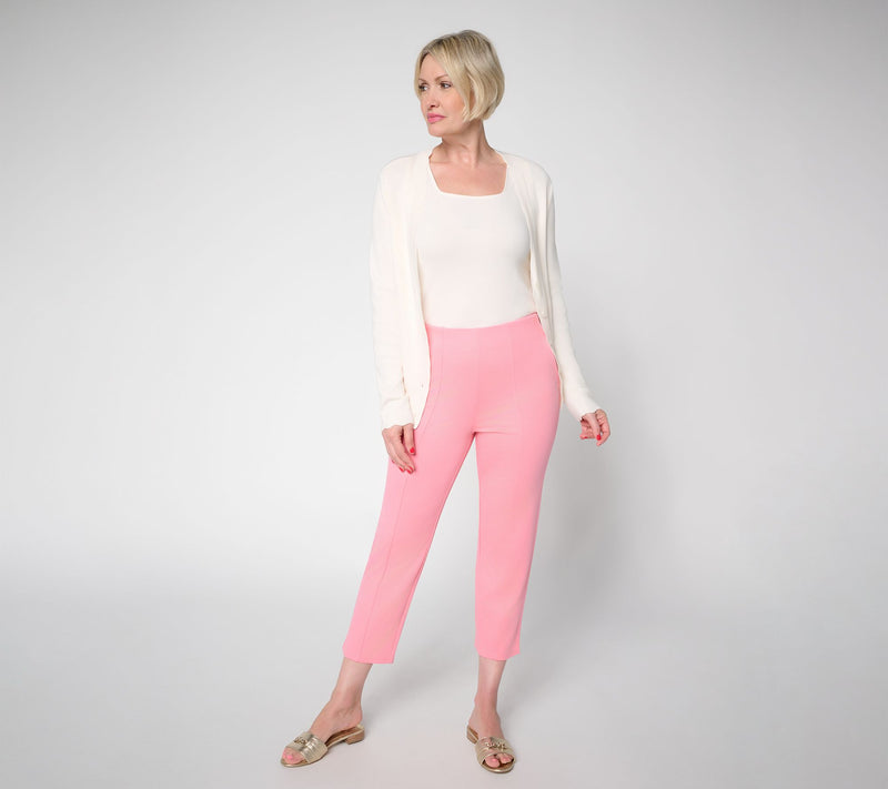 BEAUTIFUL by Lawrence Zarian Regular Silky Ponte Pintuck Crop Pant — View 7