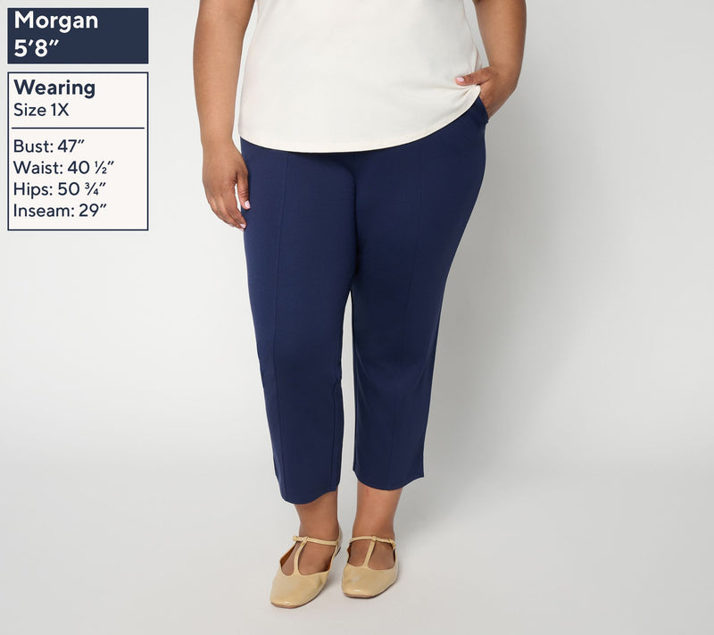 BEAUTIFUL by Lawrence Zarian Petite Silky Ponte Pintuck Crop Pant — View 4