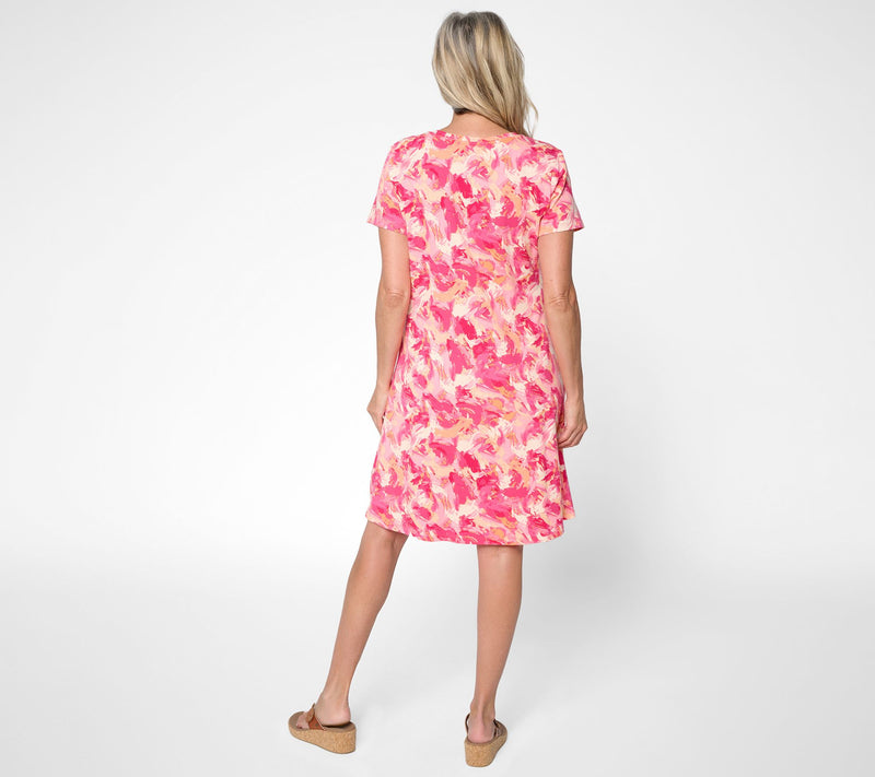 BEAUTIFUL by Lawrence Zarian Petite Classic Knit Cotton Crew Neck Dress — View 9
