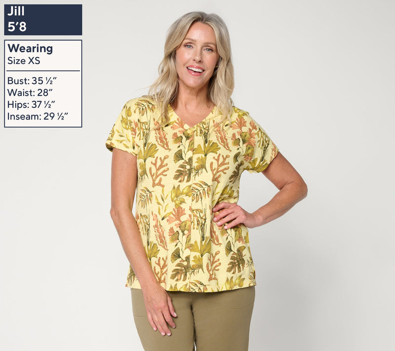 Denim & Co. Printed Cotton Slub Dolman Sleeve Top — View 3