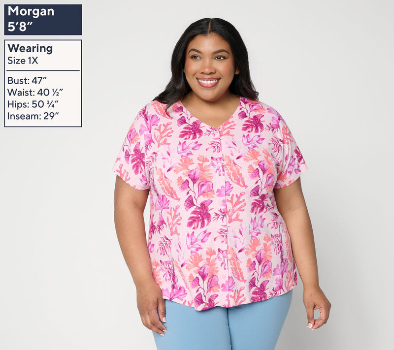 Denim & Co. Printed Cotton Slub Dolman Sleeve Top — View 2