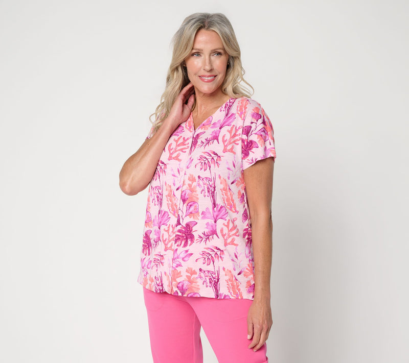 Denim & Co. Printed Cotton Slub Dolman Sleeve Top — View 11