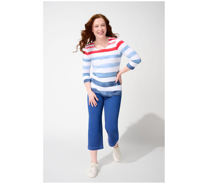 Denim & Co. Printed Favorite Jersey 3/4 Sleeve Scoop Neck Top — View 8