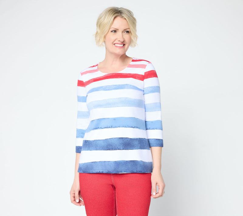 Denim & Co. Printed Favorite Jersey 3/4 Sleeve Scoop Neck Top — View 13