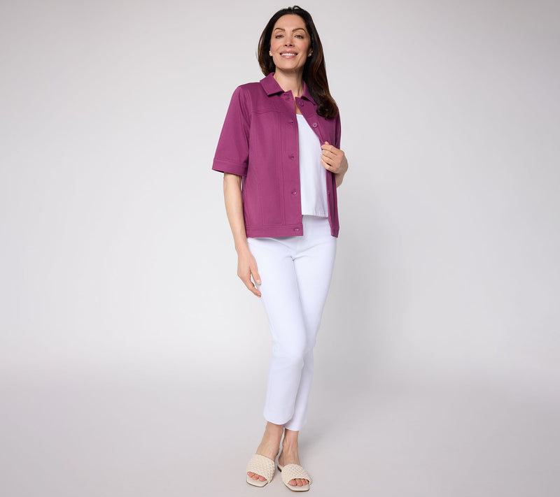 Denim & Co. Comfy Knit Air Button Front Elbow Sleeve Jacket — View 5