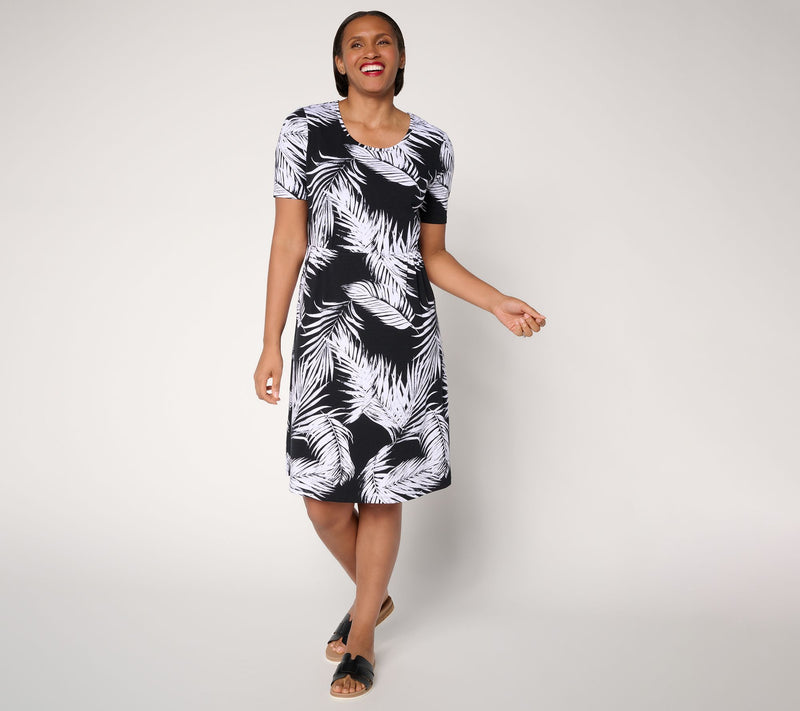 Denim & Co. Regular Favorite Jersey Printed or Solid Dress — View 16