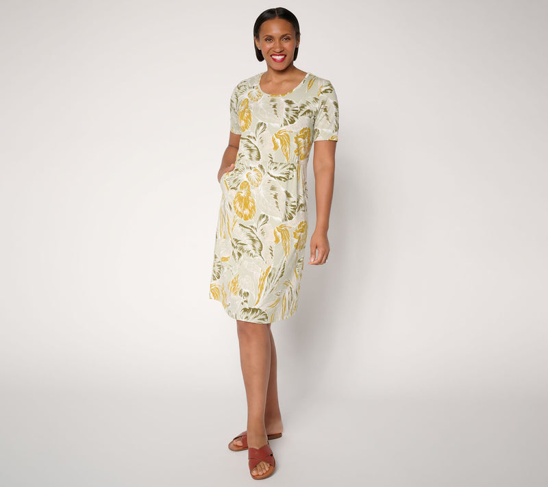 Denim & Co. Regular Favorite Jersey Printed or Solid Dress — View 18