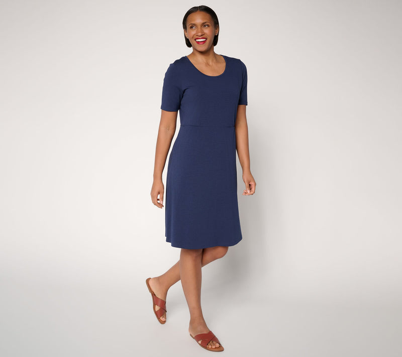 Denim & Co. Petite Favorite Jersey Printed or Solid Dress — View 13