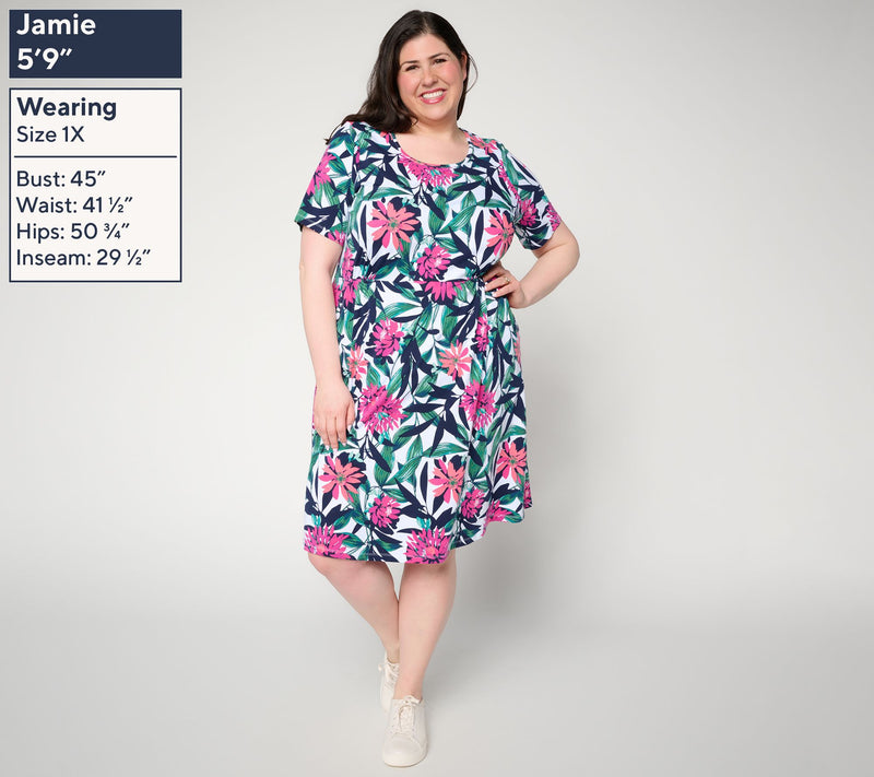 Denim & Co. Petite Favorite Jersey Printed or Solid Dress — View 2