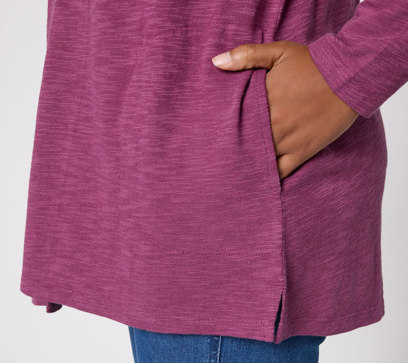 Denim & Co. Petite Cotton Slub Open Front Cardigan — View 6