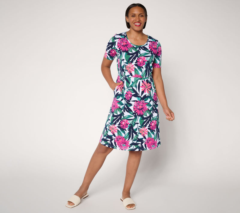 Denim & Co. Tall Favorite Jersey Printed or Solid Dress — View 14