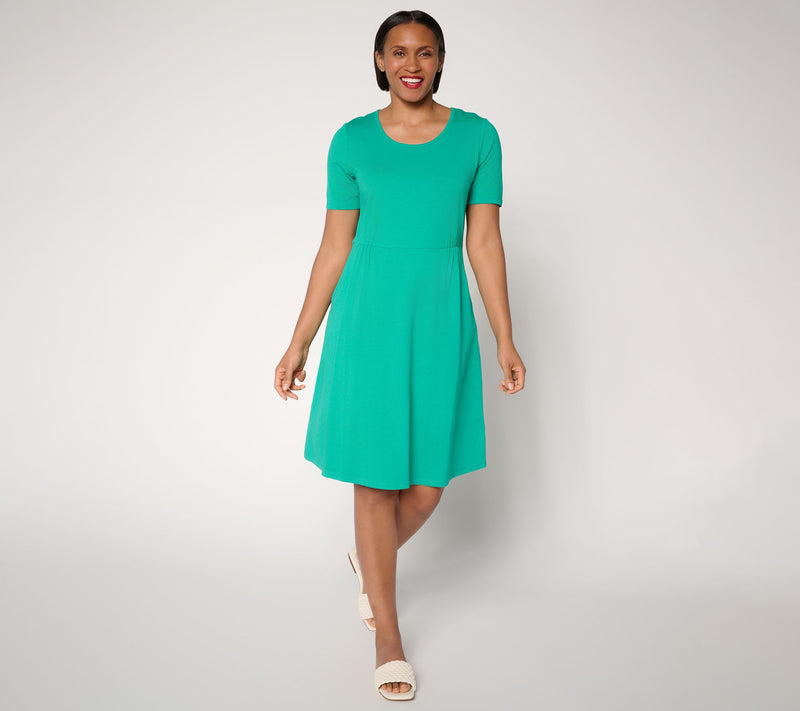 Denim & Co. Tall Favorite Jersey Printed or Solid Dress — View 15