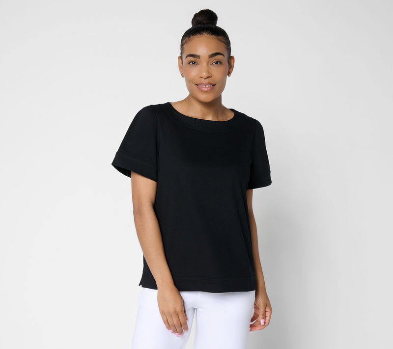 Denim & Co. Comfy Knit Air Boat Neck Short Sleeve Top — View 10