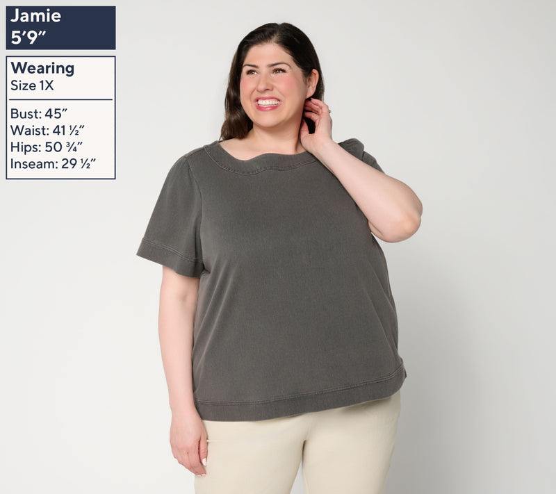 Denim & Co. Comfy Knit Air Boat Neck Short Sleeve Top — View 2