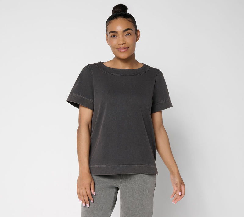 Denim & Co. Comfy Knit Air Boat Neck Short Sleeve Top — View 11