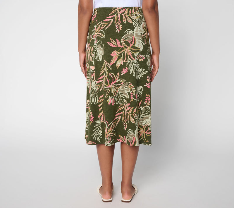 Denim & Co. Regular Cotton Slub Pull-On Midi Skirt — View 4