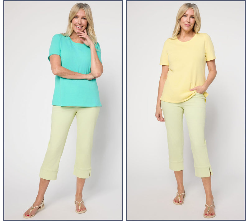 Denim & Co. Essentials True Cotton 2 Pack Short Sleeve Tops — View 6