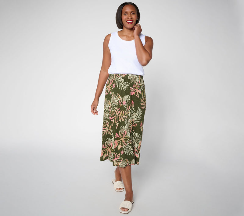 Denim & Co. Petite Cotton Slub Pull-On Midi Skirt — View 5