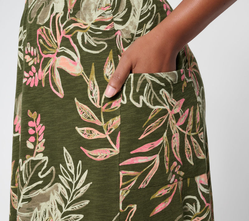 Denim & Co. Petite Cotton Slub Pull-On Midi Skirt — View 6