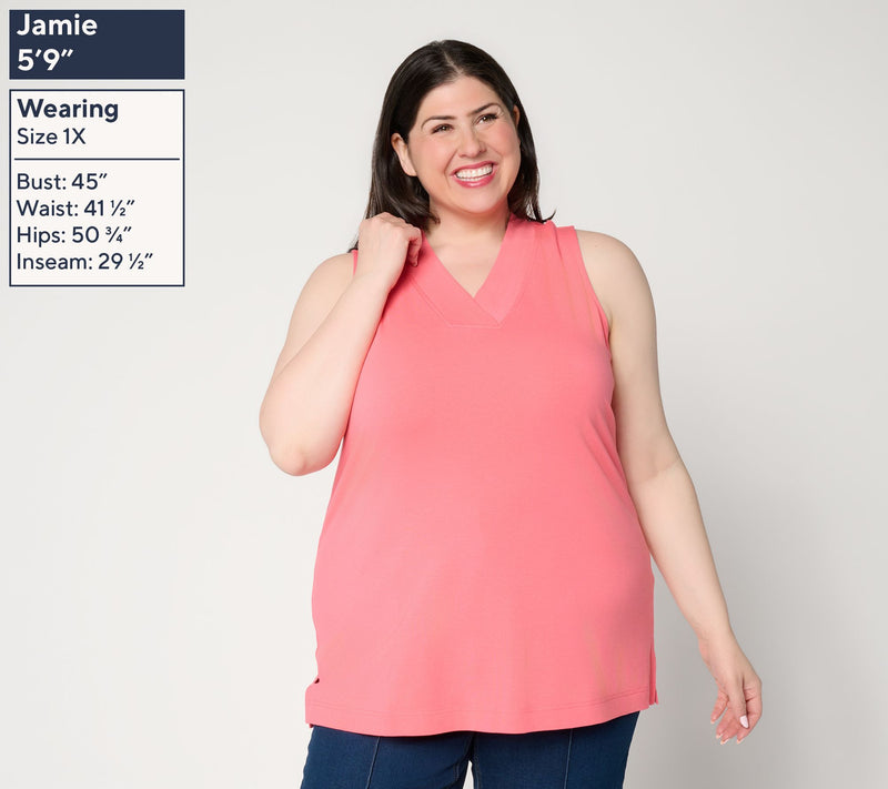 Denim & Co. Essentials Petite So Soft Jersey V-Neck Tunic — View 2