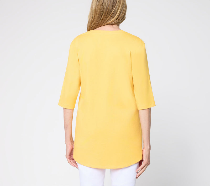 Denim & Co. Petite Cotton Jersey Ballet Sleeve Oversized Tunic — View 4