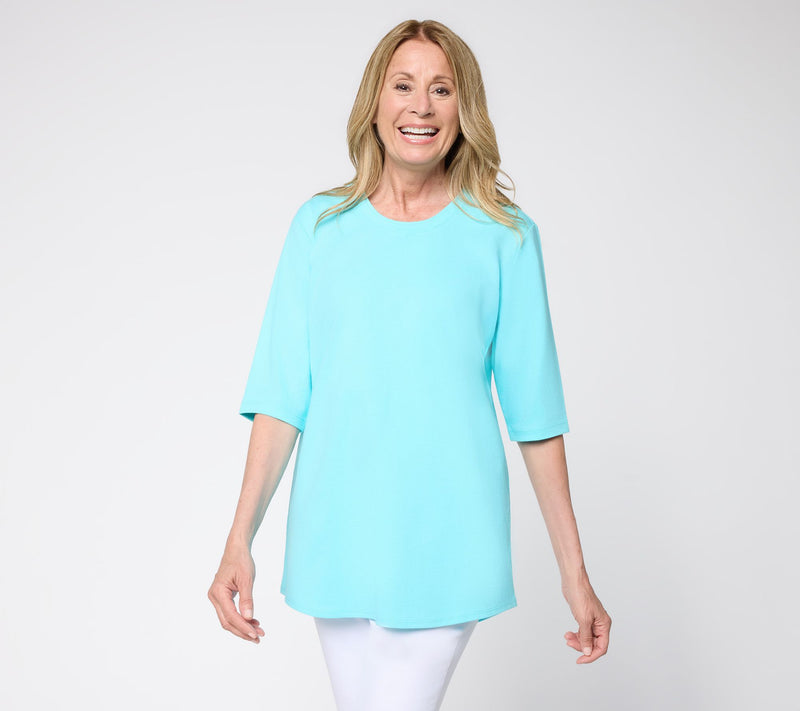 Denim & Co. Petite Cotton Jersey Ballet Sleeve Oversized Tunic — View 14