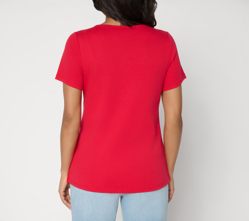 Quacker Factory Americana Lighthouse Short Sleeve Top — View 4