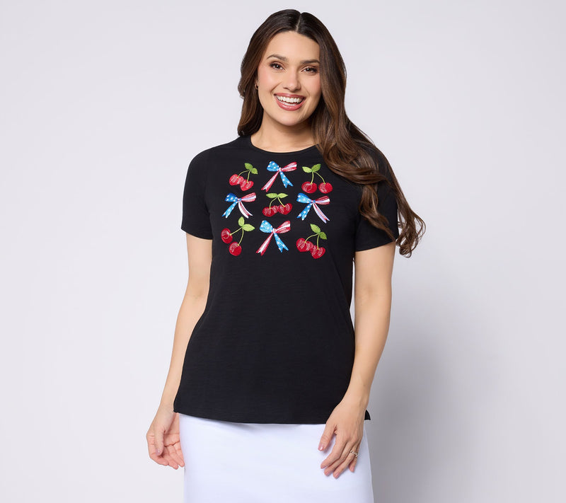 Quacker Factory A Cherry on Top Short Sleeve Top — View 10