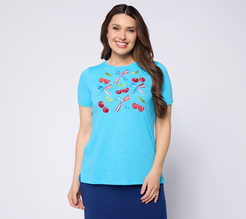 Quacker Factory A Cherry on Top Short Sleeve Top — View 12