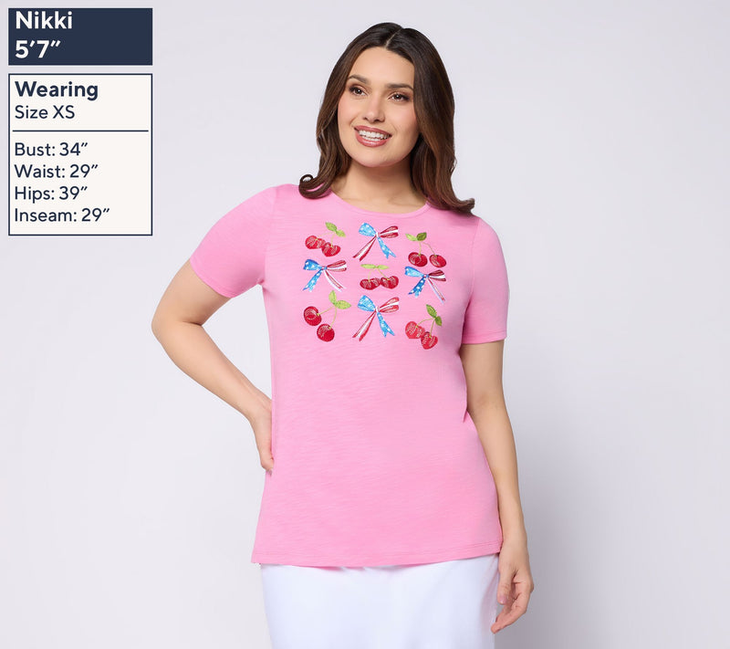 Quacker Factory A Cherry on Top Short Sleeve Top — View 3
