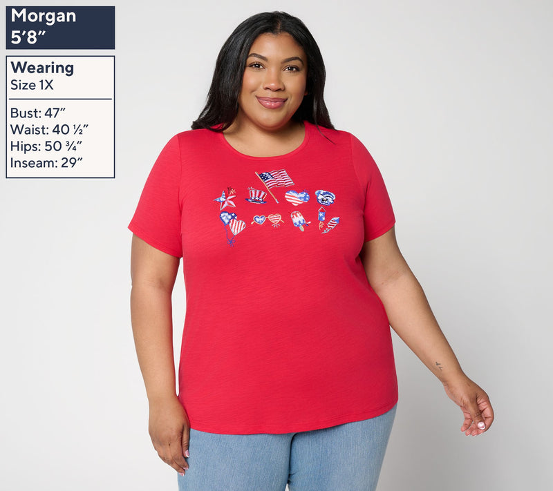 Quacker Factory Summer Daze Short Sleeve Top — View 2
