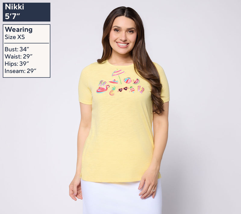 Quacker Factory Summer Daze Short Sleeve Top — View 3