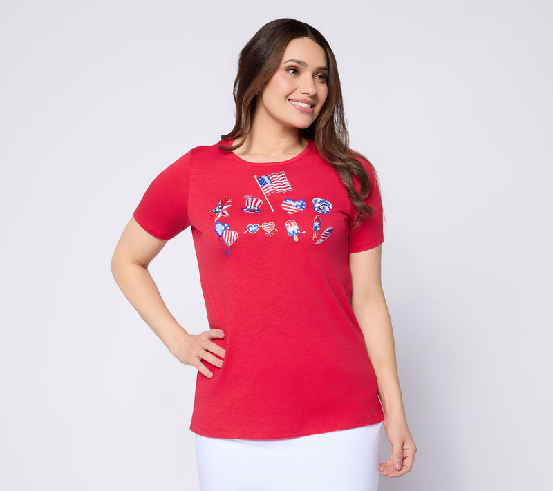 Quacker Factory Summer Daze Short Sleeve Top — View 8