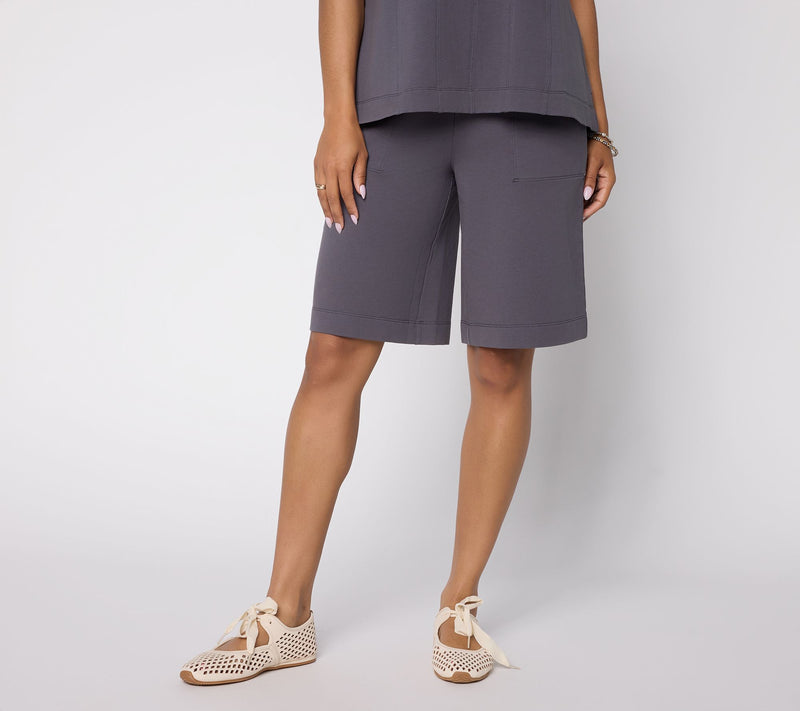 LOGO Lounge by Lori Goldstein Regular Seamed Long Shorts — View 11