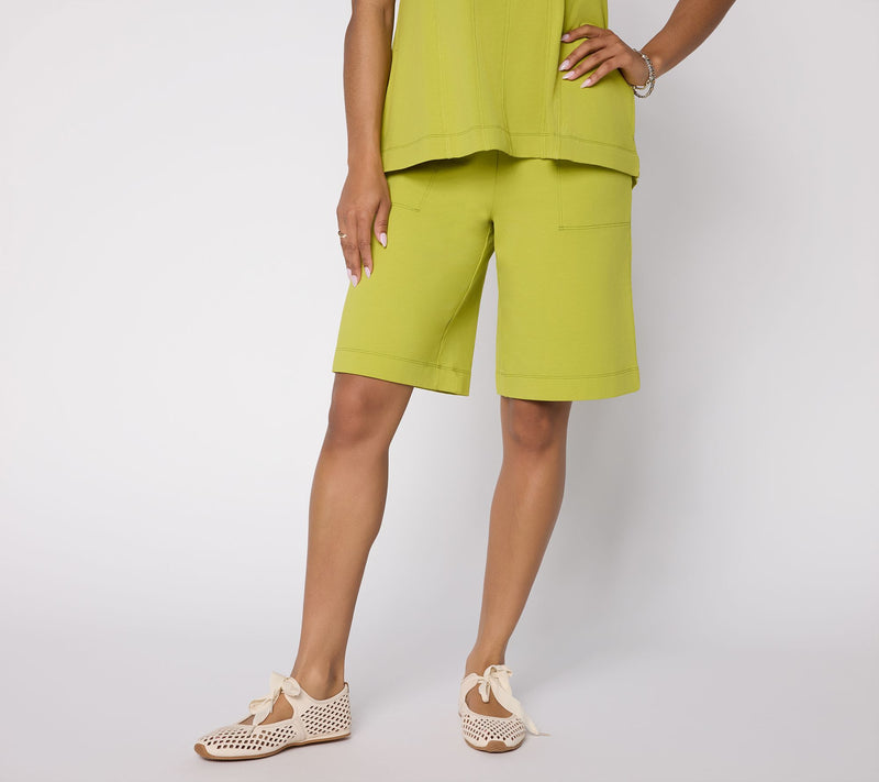 LOGO Lounge by Lori Goldstein Regular Seamed Long Shorts — View 12