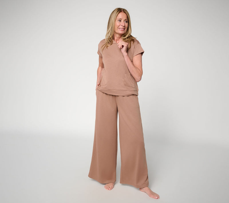 MUK LUKS Petite French Terry Hooded Top & Wide Leg Pant Lounge Set — View 7