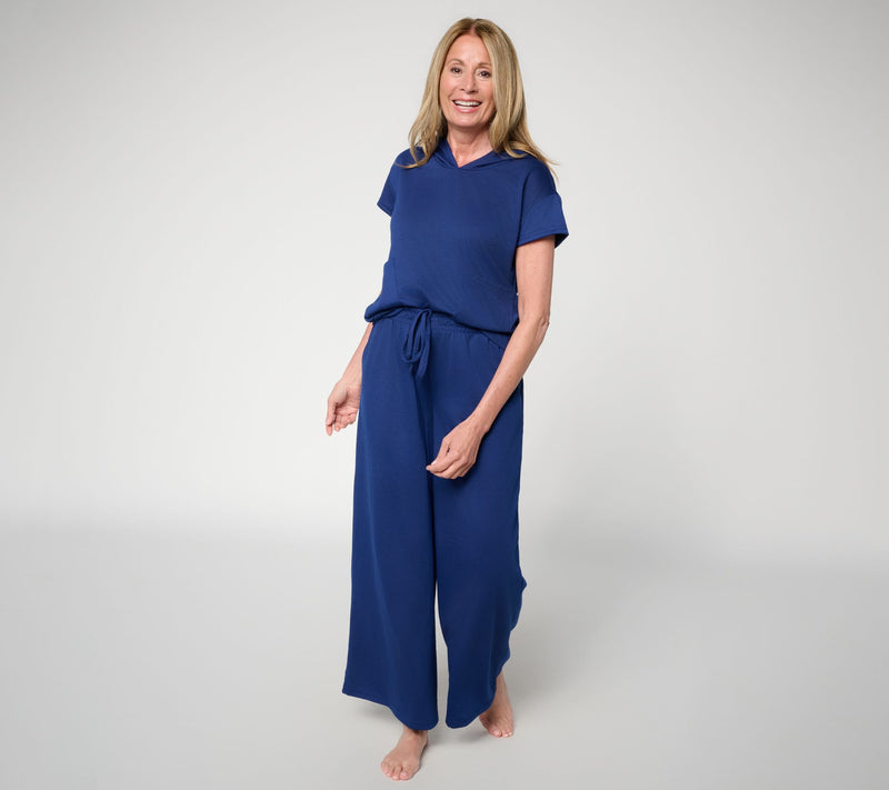 MUK LUKS Petite French Terry Hooded Top & Wide Leg Pant Lounge Set — View 11