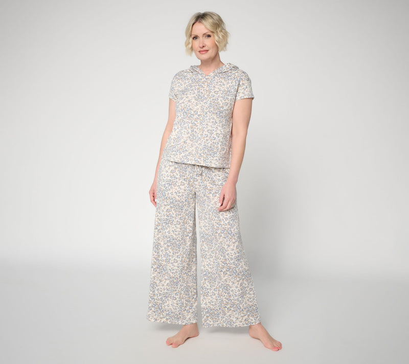 MUK LUKS Petite French Terry Hooded Top & Wide Leg Pant Lounge Set — View 9