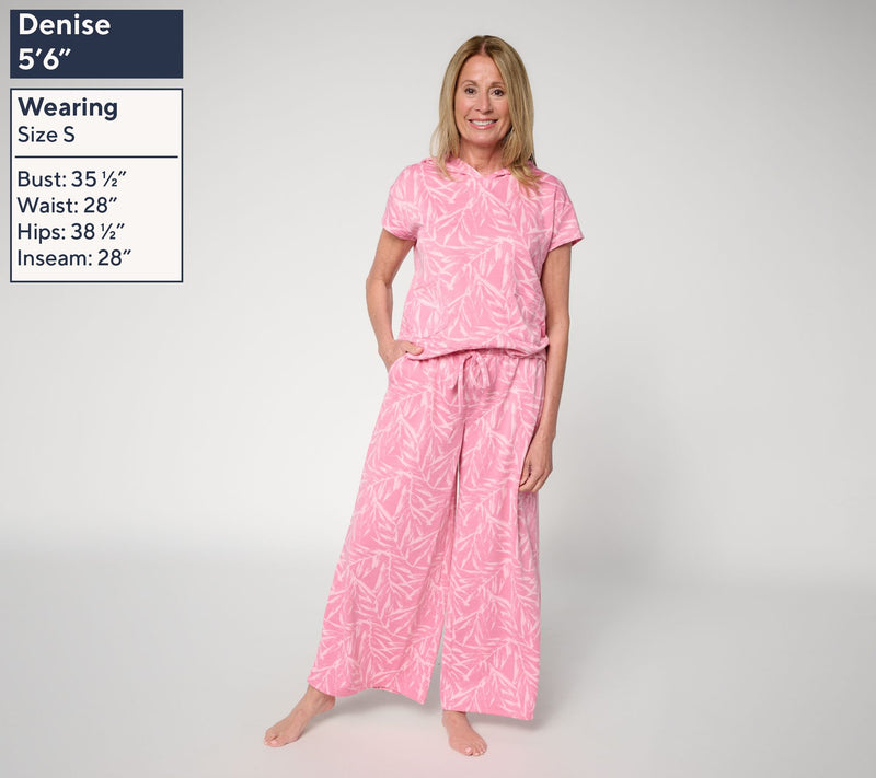MUK LUKS Petite French Terry Hooded Top & Wide Leg Pant Lounge Set — View 15